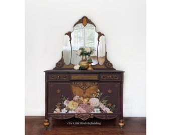 Antique Dresser With Mirror. Vintage Chest of Drawers. 1920s Jacobean Dresser.