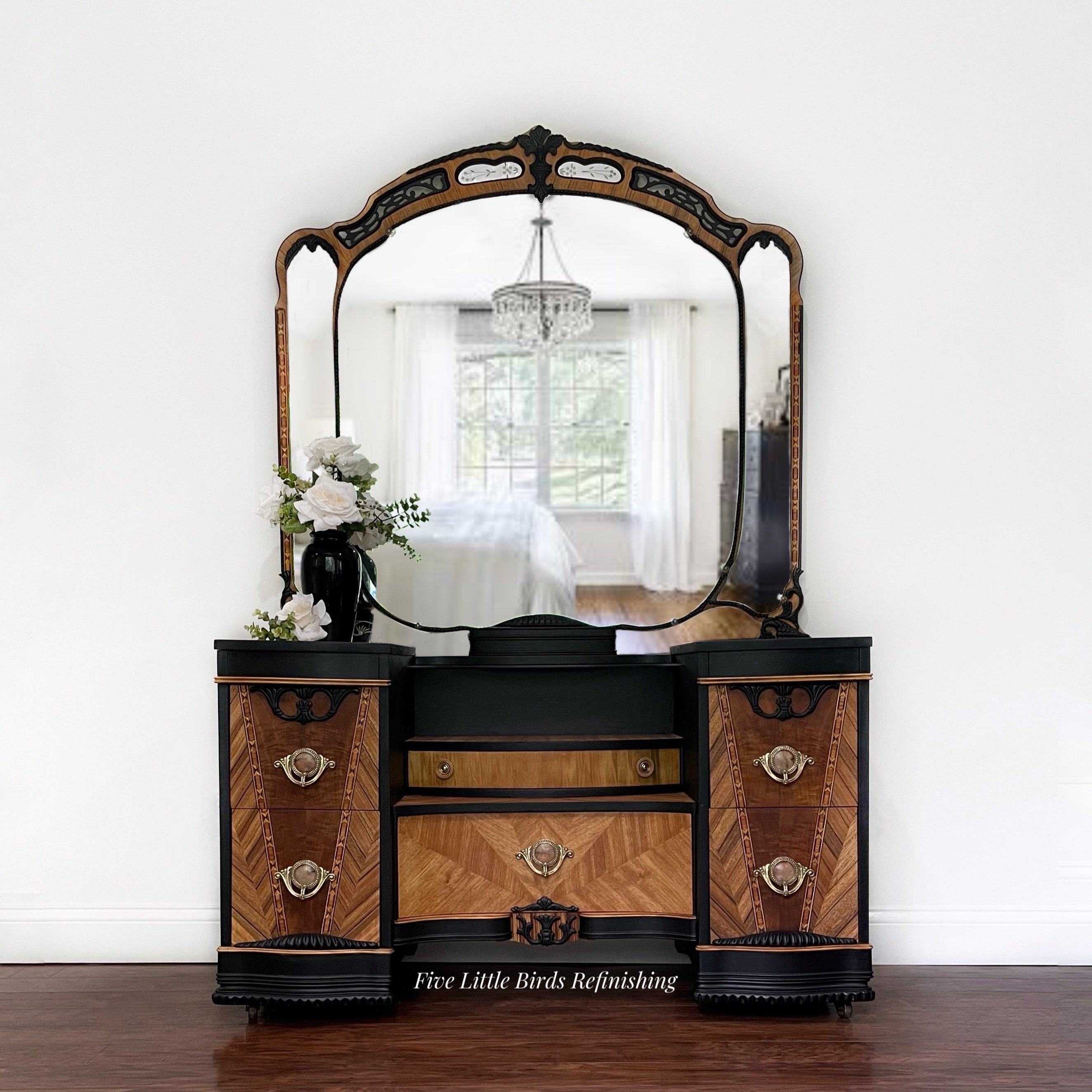 Custom Order Option. Antique Art Deco Vanity With Mirror 