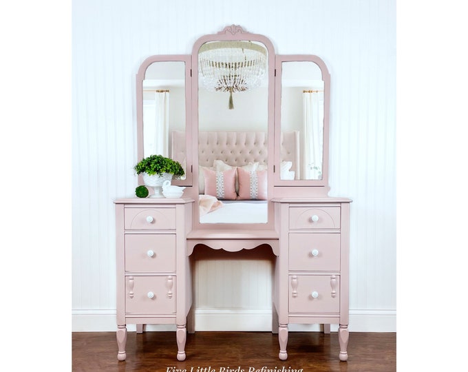 Antique Vanity With Mirror. Vintage Makeup Vanity. Painted Etsy