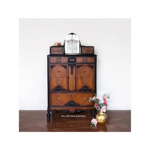 Custom order option. Antique Tall Boy Dresser With Mirror. Painted Chest Of Drawers.