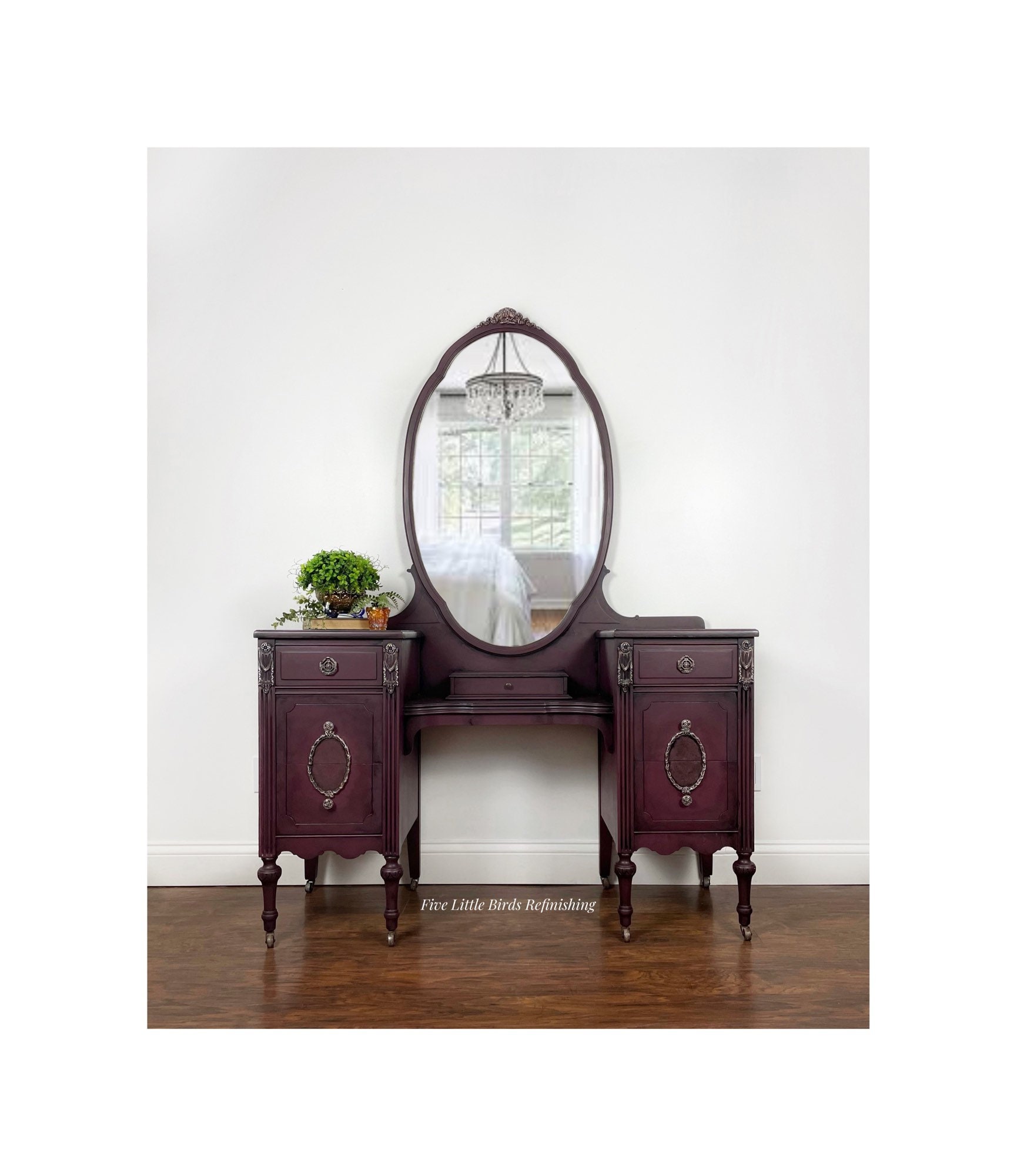 Custom Order Option. Antique Vanity With Mirror. Vintage Dressing Table. Woman's  Makeup Station. Purple Vanity Table. - Etsy