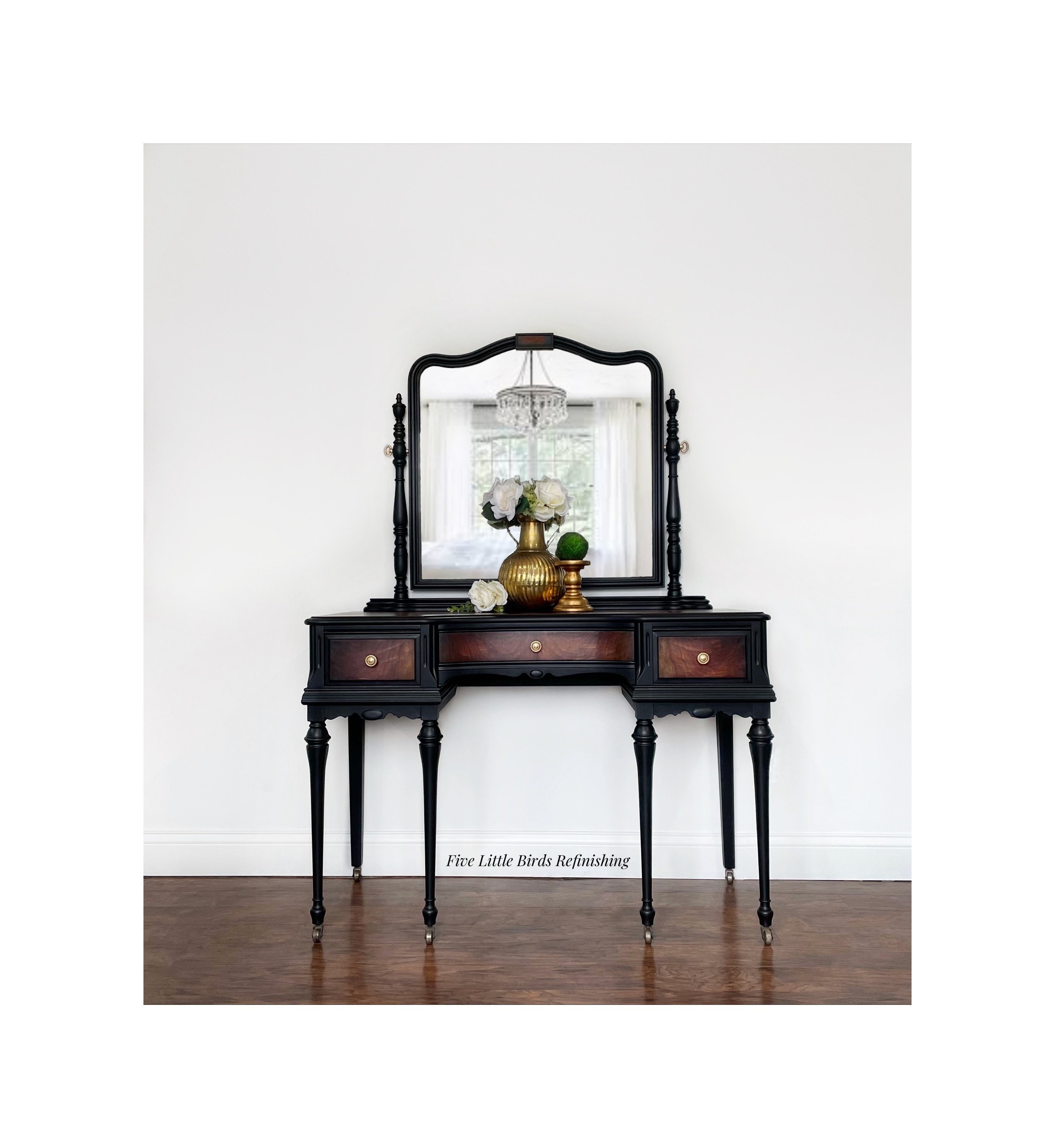 Painted Antique Vanity With Mirror