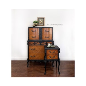 AVAILABLE Vintage French Provincial Dresser and Nightstand. Painted Tall Chest of Drawers. Vintage Bedroom Set.