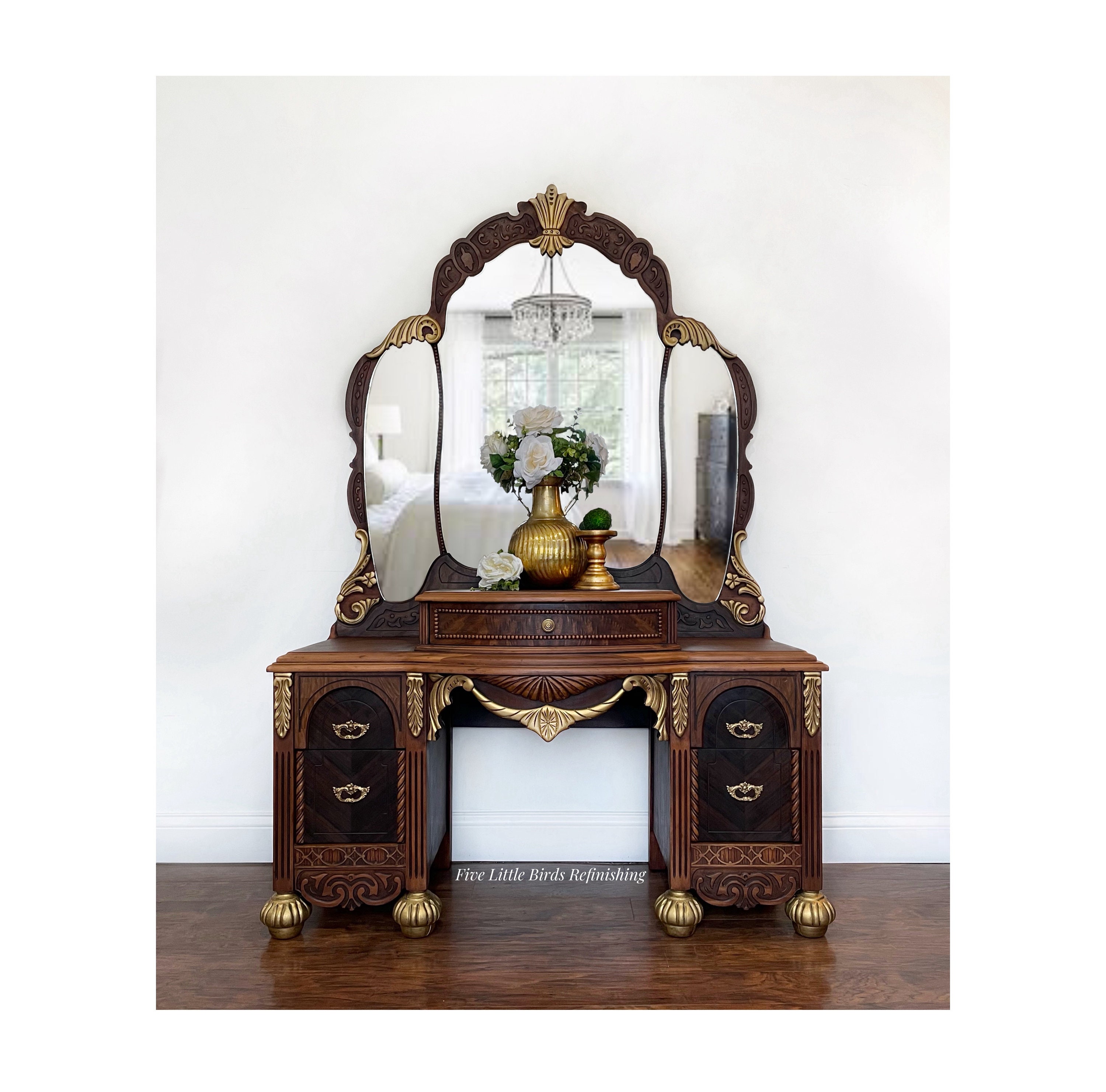 vintage vanity dresser with mirror Antique w/ Swing quality finish that enhances your spaces appeal Ornate antique vanity dresser with