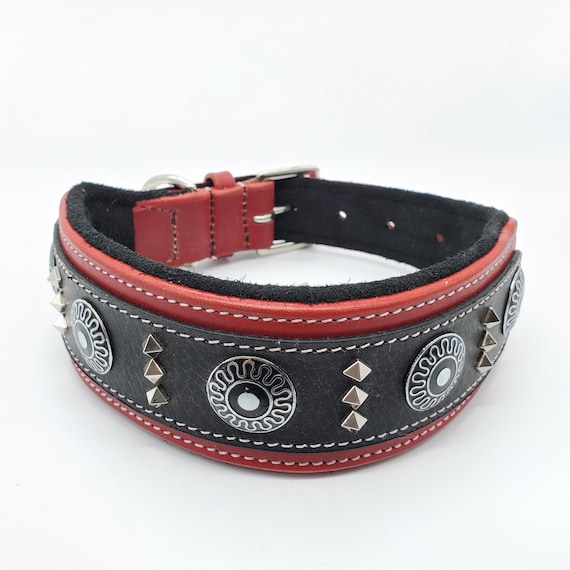 Black Leather Dog Collar - Small - Medium - Large- Western Conchos LL#