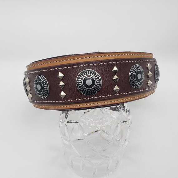 2 Inch Wide Leather Dog Collar With Spike Studs – Heavy Duty For Large Breeds, Adjustable, Unbranded
