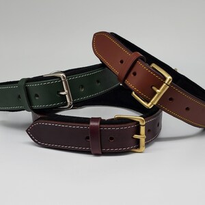 BlazingPaws Pawficer Personalized Leather Dog Collar with Name, Heavy Duty Soft Padded Custom Engraved Thick Dog Collar, for Large Breed XXL