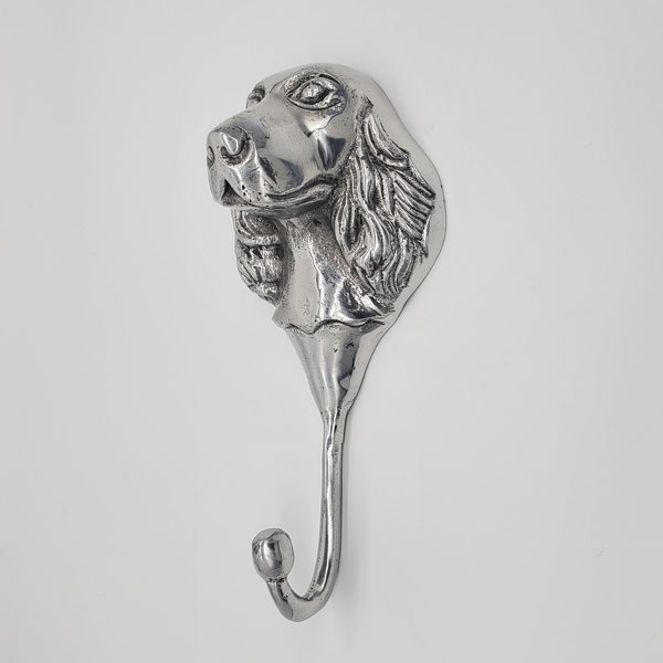 Extra Large 8 inch Dog Wall Hook in Heavy Duty Cast Aluminum Metal for use in Storage Cabinets, Wood Plaques, Wall Decor, Cute Fancy Solid