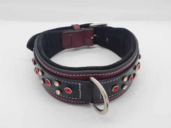 2 Wide Leather Dog Collar Thick Studded Heavy Duty for Large Dogs