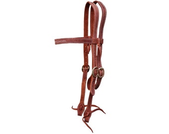 BlazingPaws Vibrania Super Soft Premium Distressed Leather Headstall with Solid Brass Fittings, for Pony and Full Size Horse
