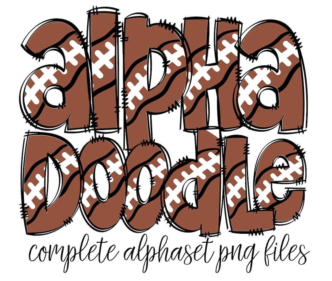 Football Alphabet Letters PNG Bundle, Grid Iron Sports Doodle Letters ...