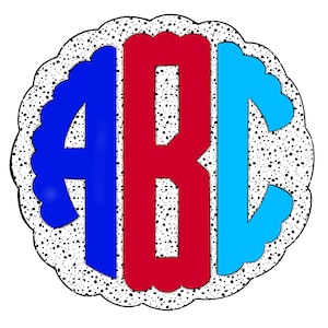 USA Red White Blue Bright Spotty Doodle MONOGRAM Alphabet Letters, Dalmatian Spots Sublimation Clipart PNG, American A-Z Alpha Set Letter