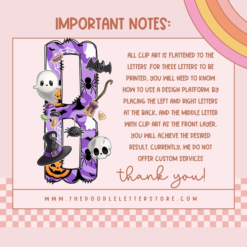 Pink Pastel Halloween Monogram Letter With Clip Art PNG, Halloween ...