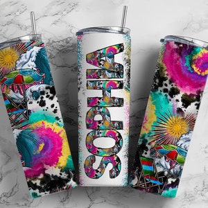 Beach Summer Tie Dye Doodle lettres avec verre assorti, police Alphabet Doodle PNG, sublimation verre 20 oz, modèles de toboggan