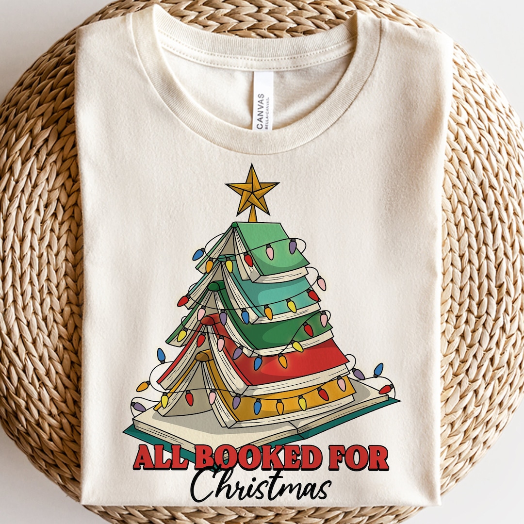 All Booked for Christmas PNG, Christmas Tree Bookworm Book Lover ...