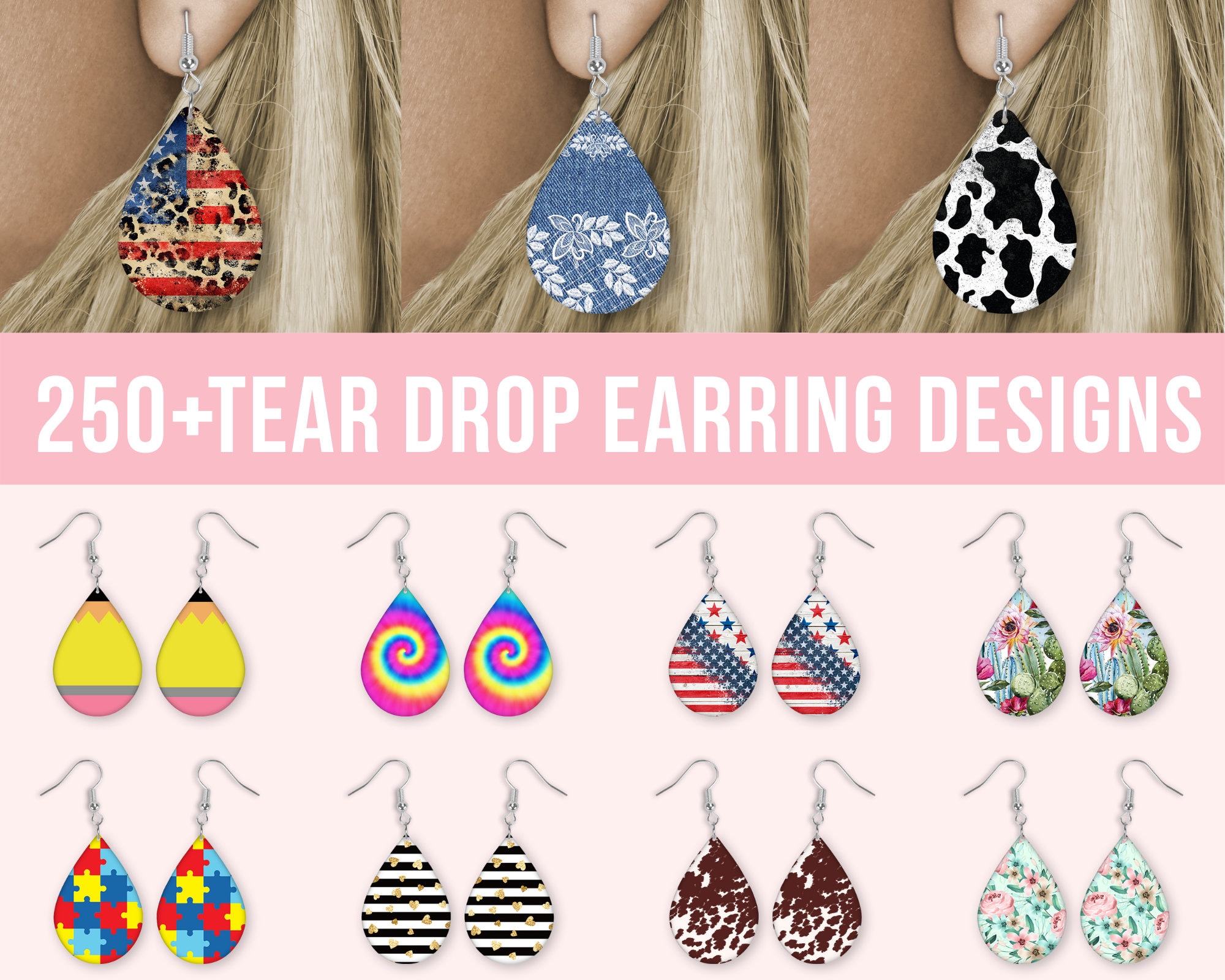 Pair of Teardrop Shape MDF Earrings with Hanging Hardware (set of 2). –  Sublimation Blanks Company