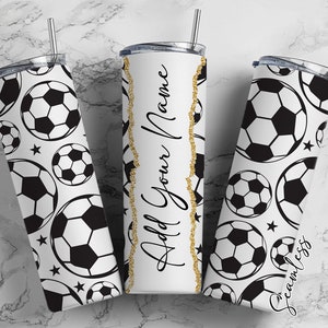 Soccer Ball Pattern, Soccer Player, Soccer Add Your Own Name, 20oz Sublimation Tumbler Designs, Skinny Tumbler Wraps Template - 214 PATTERN