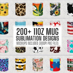 200+ 11 oz Mug Sublimation Designs MEGA BUNDLE, 11oz Plain Mug Sublimation Template for 11oz Mugs, Sublimation Files, Cup Designs Designs,