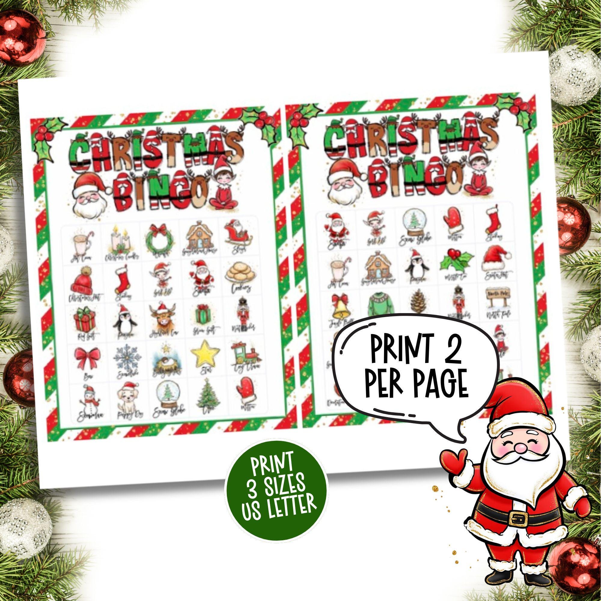 Printable Christmas Bingo, 100 Christmas Bingo Cards for Kids Christmas ...
