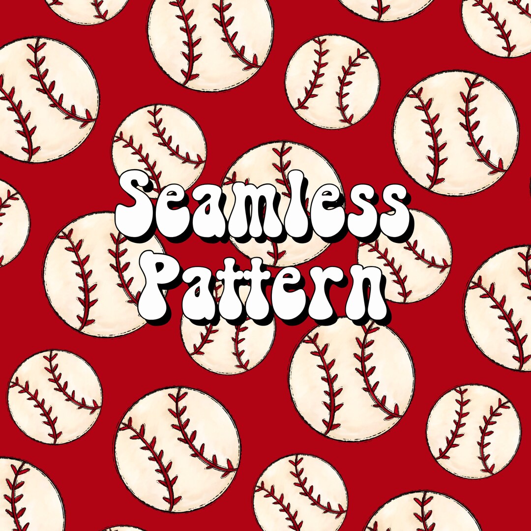 Baseball Mama Red Sport Seamless Paper, Repeating Pattern, Digital ...