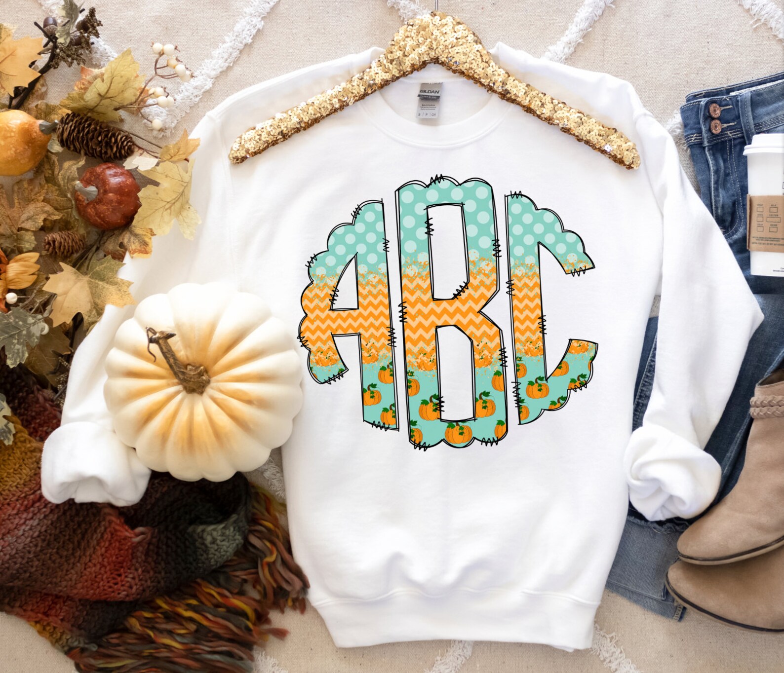 Fall Monogram K Fall Monogram Letters, Digital Download, Autumn Scalloped Doodle Letter ...