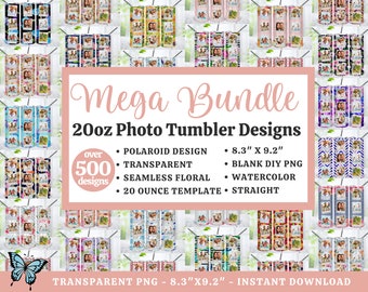 500+ Add Your Own Photo 20oz Tumbler Designs, Floral Glitter Watercolor Sublimation Tumbler Design - 20oz Straight Tumbler Template - PNG