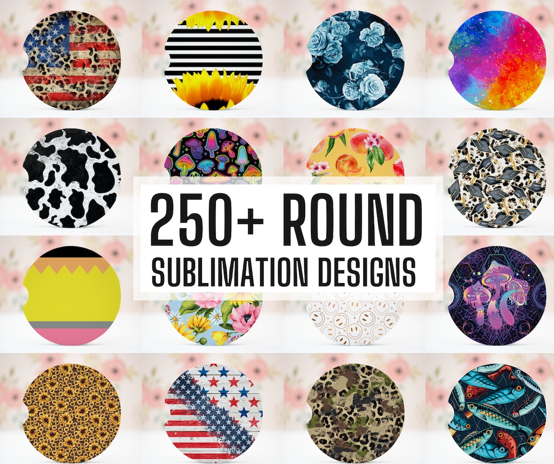 200 PNG Car Coaster Sublimation Design, Car Coaster Designs, Round