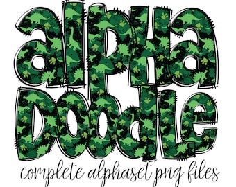 Dinosaur Doodle Alphabet Letters PNG Bundle, Kids Doodle Alphapack, Kids Pattern Design Hand Drawn Doodle, Sublimation Alpha Set Designs PNG