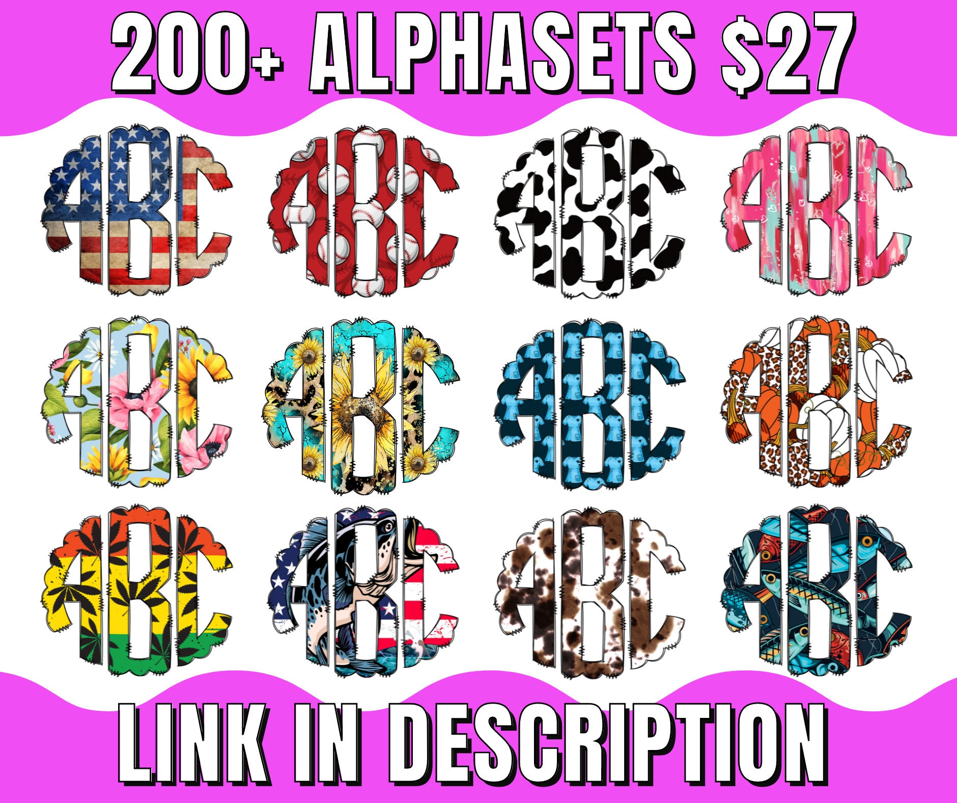 Floral Flower Monogram Full Alphabet Individual Saved Monogram | Etsy
