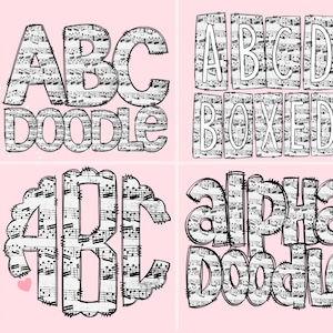 Musical Mega Doodle Letter Bundle, Alphabet Set, Clip Art Letters, Doodle Monogram Bundles PNG