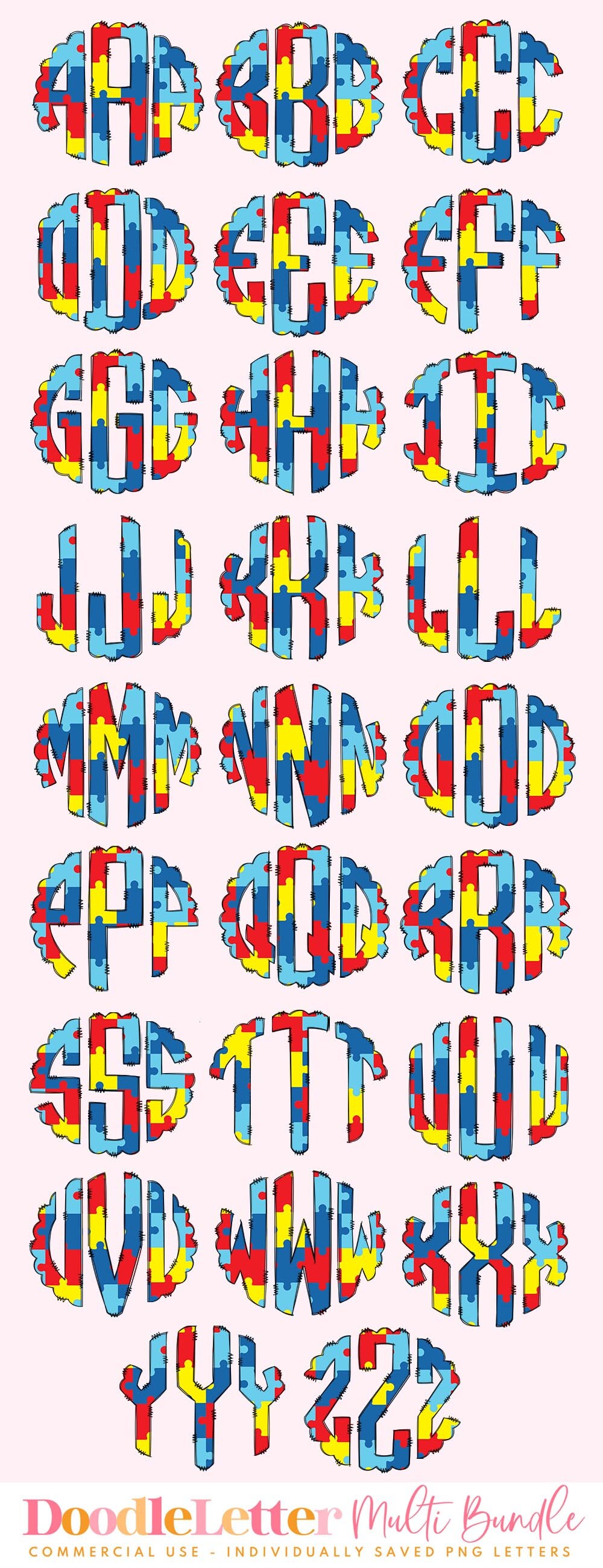 Autism Mega Doodle Letter Bundle, Alphabet Set, Clip Art Letters ...