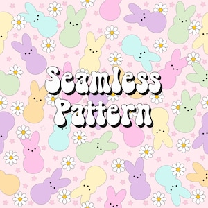 Pastel Easter Bunny Peep Kids Boys Cute Seamless Paper Repeating Pattern Digital Papers Collection Commercial Fabric Printing Background PNG