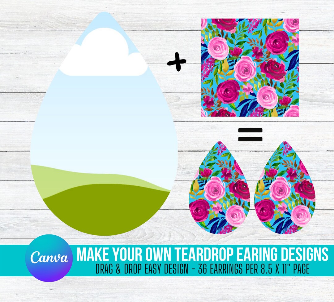 Design Your Own TEARDROP EARRINGS on CANVA With Commercial Use Allowed ...