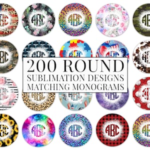 Car Coaster Bundle with Matching Monograms, Clip Art Design, Air Freshener, Keyring Round Sublimation Designs, Car Coasters PNG