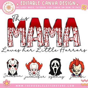 Esta mamá ama sus pequeños horrores PNG, mamá de la temporada espeluznante, diseños de sublimación de Mom Bun Momster, Jack o Lantern, corazón en la manga