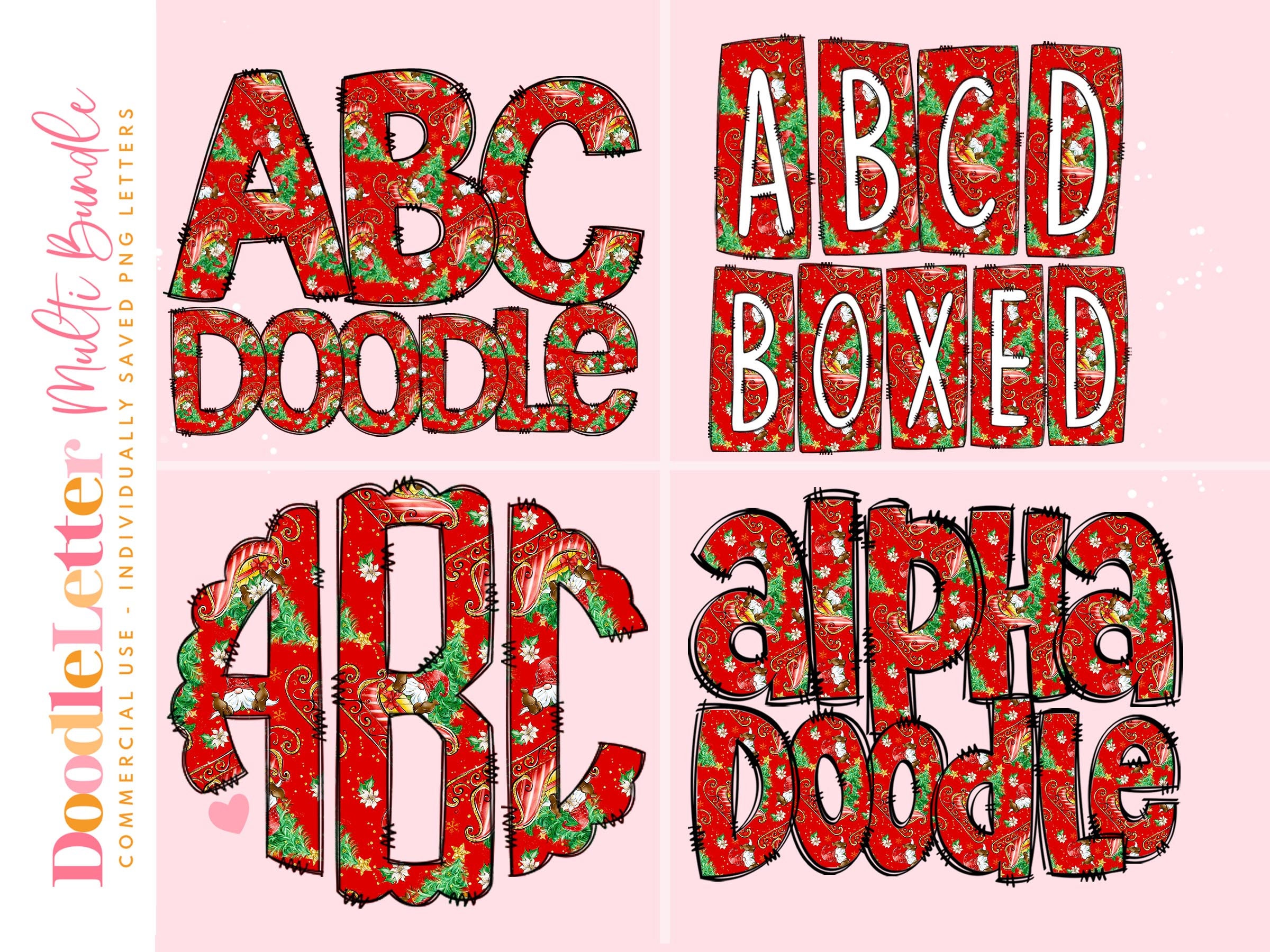 Letter R Sleigh Elf Sleigh Tree Christmas Mega Doodle Letter Bundle, Alphabet Set, Clip ...