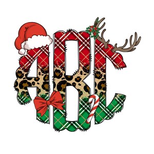 クリスマスモノグラム文字、休日昇華PNG要素手描き落書き文字トナカイサンタクロース昇華フォントPNG