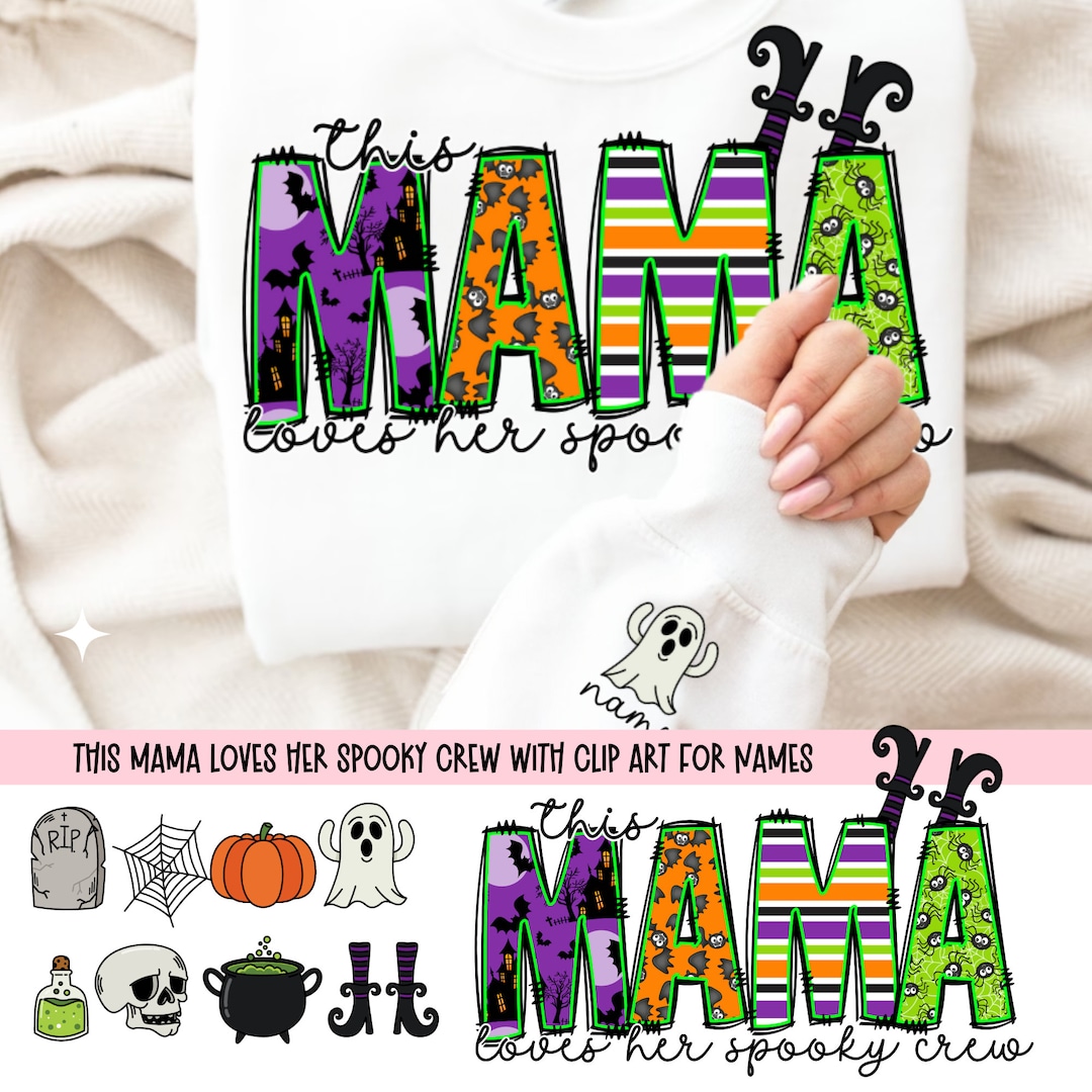 This Mama Loves Her Spooky Crew PNG, Spooky Season Mama, Halloween