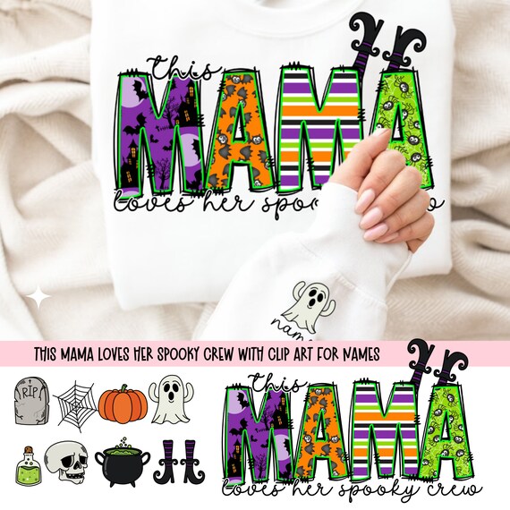 This Mama Loves Her Spooky Crew PNG, Spooky Season Mama, Halloween