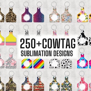 250+ Cow Tag Keyring Sublimation Design, Cowtag Earring Designs, Key Ring Tag Fob Sublimation Design, Instant Download, MOCKUPS Included!