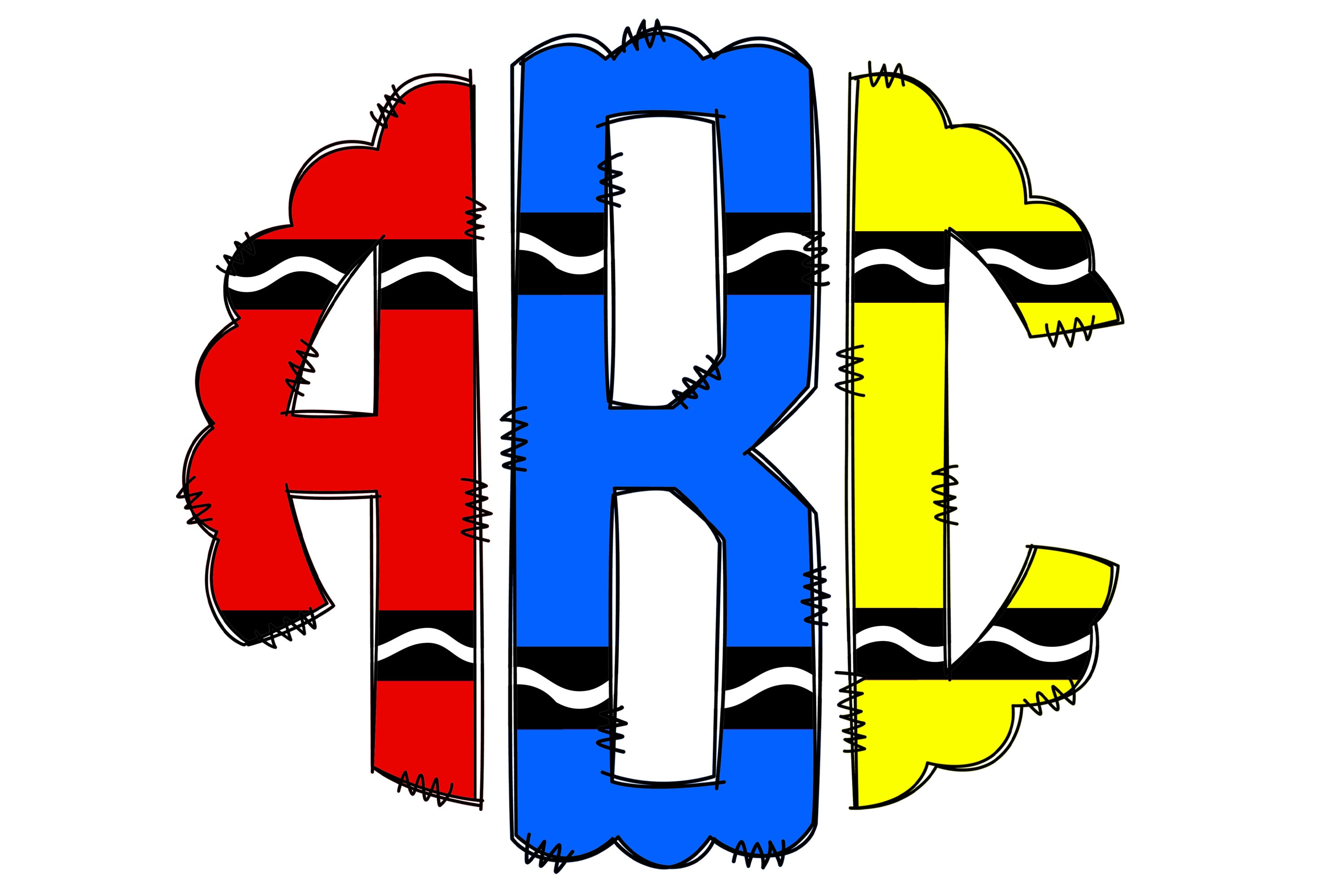 Crayon Back to School Monogram Letters, Teacher Sublimation PNG Hand ...