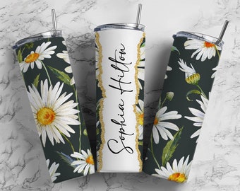 Gänseblümchen Nahtlos Fügen Sie Ihren eigenen Text hinzu, Nahtloser Becher, 20 Unzen Nahtloser Becher Designs, Blumenbecher PNG, Skinny Becher, Nahtloser Becher