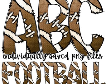 Football Alphabet Letters PNG Bundle, Grid Iron Sports Doodle Letters ...