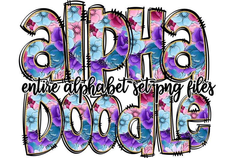 Floral Alphabet Letters PNG Bundle Pink Purple Blue Horse - Etsy