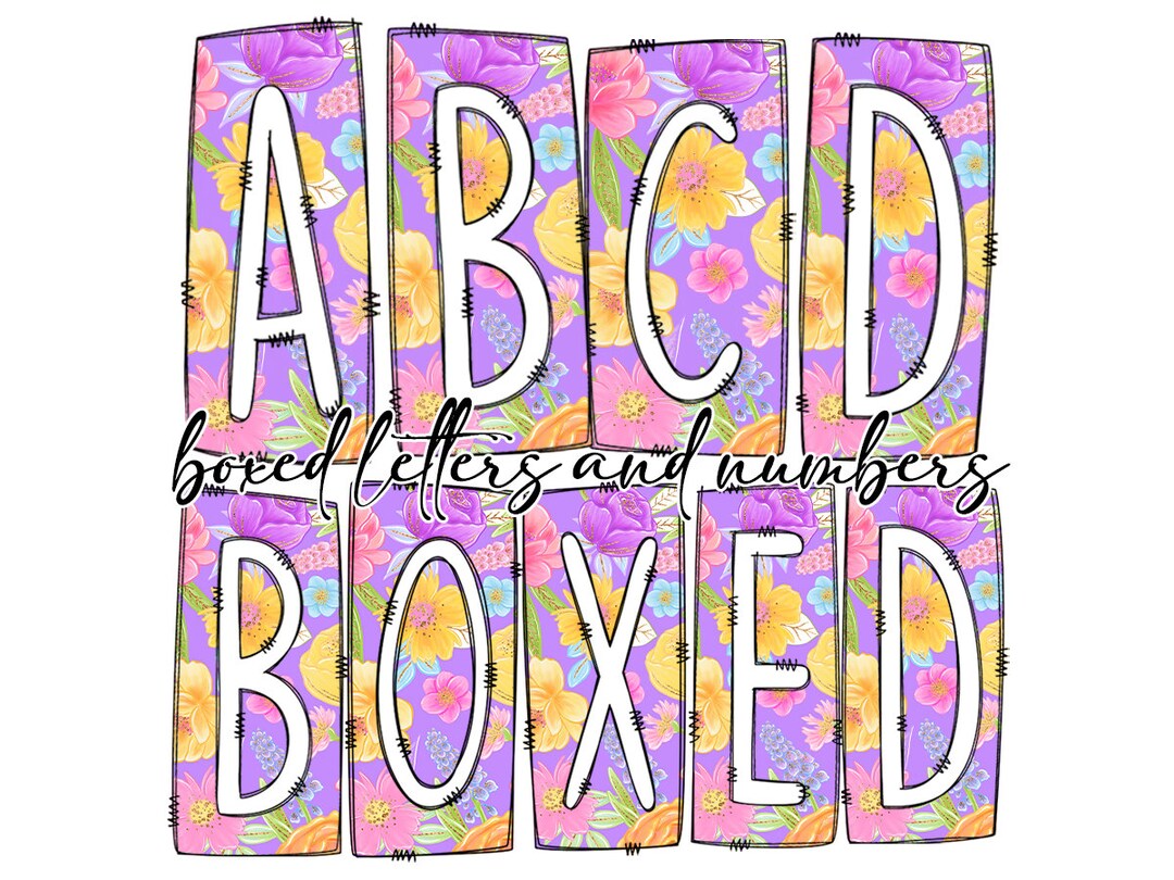 Spring Flowers Box Doodle Letters, Western Hand Drawn Doodle Alphabet ...
