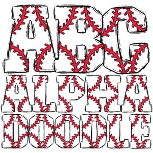 Baseball Stitch Red Clip Art Doodle Letter Bundle, Alphabet Set, Clip ...