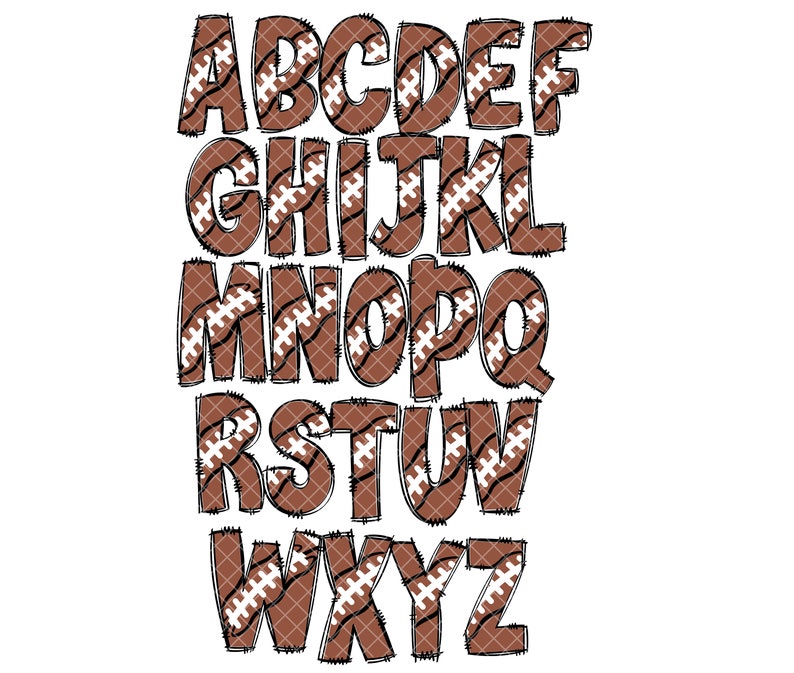 Football Alphabet Letters PNG Bundle Grid Iron Sports Doodle - Etsy
