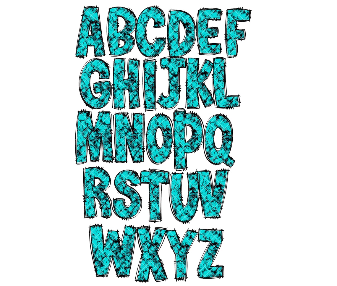 Turquoise Wester Alphabet Letters PNG Bundle Country Rock - Etsy
