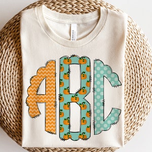Fall Doodle letters, Thanksgiving Aplhabet, Pumpkin Autumn Leaves, Orange Chevron Drawn Doodle Alpha Bundle, Sublimation Font PNG