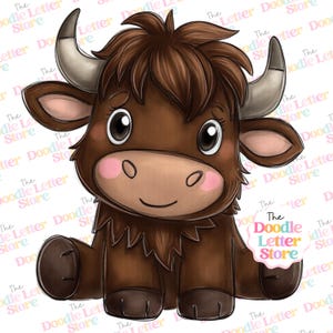 Highland Cow Png Cow Printable, Western Png, Boy Shirt, Highland Cow , Western Sublimation, DTF, Doodle Clip Art PNG #HC3